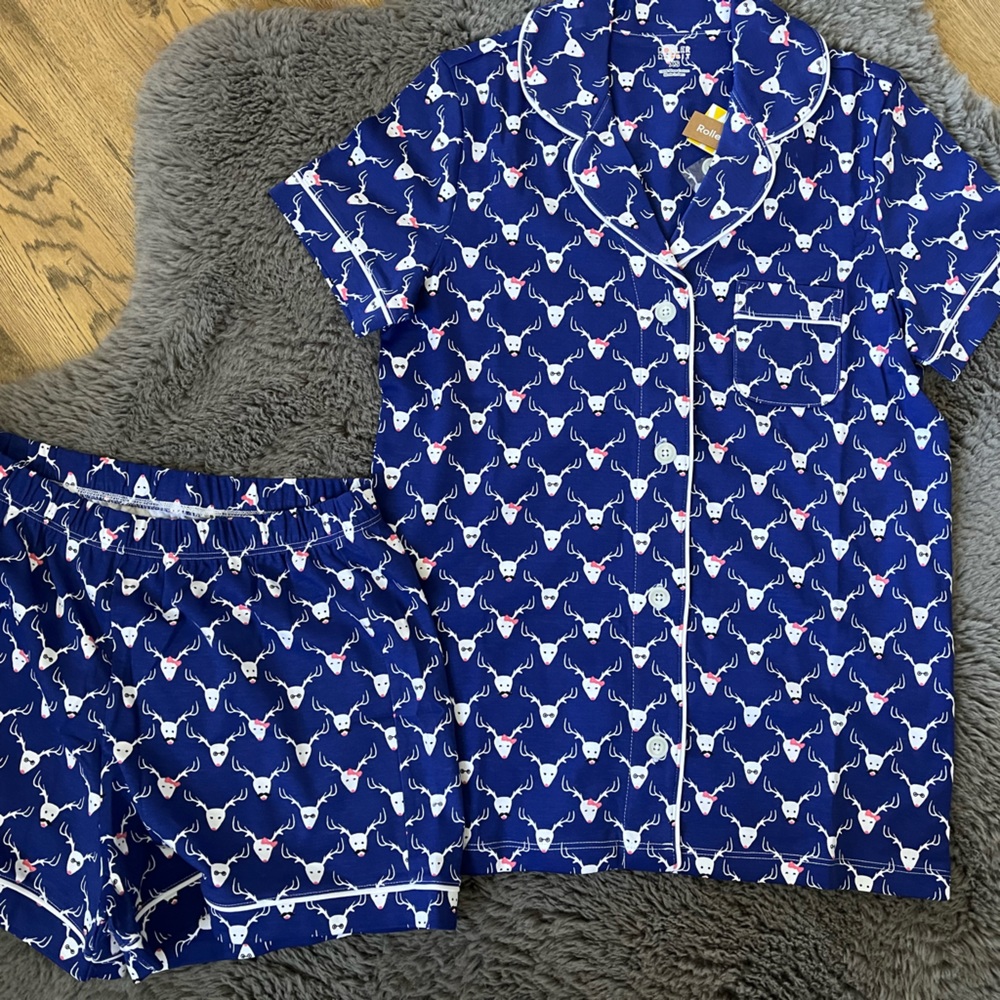 Roller Rabbit Polo short pajama set XS Deerest print